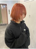 オレンジカラーショートウルフカット