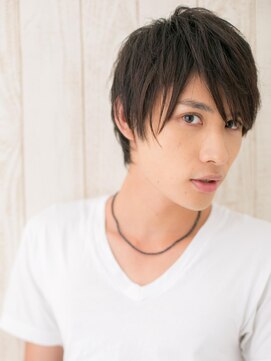 メンズヘア ビーセカンド 草加店(MENS HAIR B-2) 重めの斜めバングの目力ＵＰ！ウルフこなれヘアP草加