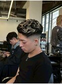 かき上げヘア七三ヘアツーブロックメンズ波巻きスパイラルパーマ