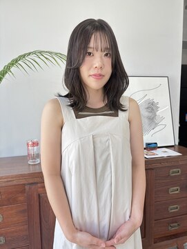 ヘアー アイス 御器所本店(HAIR ICI) オリーブグレージュカラーミディアムレイヤーカット