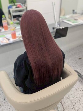 ブリーチなしダブルカラー/パープルブラウン/ストレートヘア