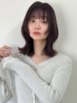 オムニス 表参道(Omnis) 暗髪くびれミディアムレイヤーカット小顔顔まわりレイヤーカット