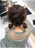 【新宿駅/新宿三丁目/ヘアセット/ツインシニヨン/お呼ばれヘア】