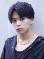エイド 本店(aid) ブルーブラックアップバング刈り上げツーブロック