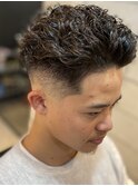宮城リョータ風パーマ ミドルフェード ツーブロックs