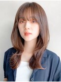 くびれヘア レイヤーカット アプリコットオレンジ ハイライト ☆