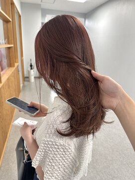 ヘアーメイクブランニュー セントラル 西大寺店(hair make Brand new central) こっくり暖色ピンクブラウン顔周りレイヤーカット艶感カラー奈良