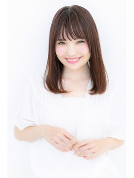 カバーヘア イヴ 戸頭店(COVER HAIR EVE) 前下がりナチュラルストレート小顔セミディY戸頭20代30代40代