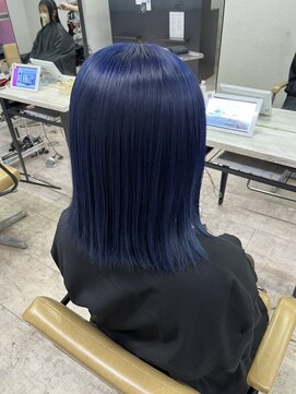 アジールヘア 所沢プロペ通り店(agir hair) 切りっぱなしボブ美髪ディープブルーボブつやカラー練馬所沢