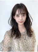 ふんわり柔らか大人フェミニンヘア小顔前髪カット