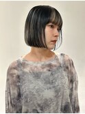 デザインカラー　コントラストハイライト　ぱっつん前髪　ボブ