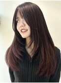 ロングレイヤーカット前髪イメチェンボルドーカラー10代20代30代