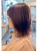 切りっぱなしボブ×ラベンダーカラー#30代#40代#50代