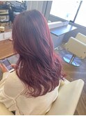ピンク ラベンダー 冬 髪質改善 韓国風 ブリーチ 暖色 三宮