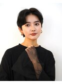 20代30代大人可愛い韓国風レイヤーショートボブアッシュブラック