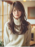 ☆オリーブグレーココアベージュ小顔クラゲヘアー/黒髪/髪質改善