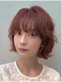 顔まわりレイヤーボブ/ボブパーマ/コテ巻き風パーマ
