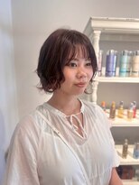 ラファンジュ ヘアー(Rohange hair)&nbsp;ショートボブ/巻き髪風パーマ/チェリーレッド