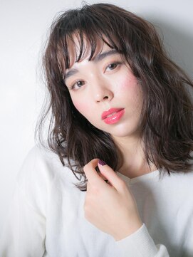 カバーヘア ブリス 川口(COVER HAIR bliss) *bliss川口*透け感バングくせ毛風無造作カールのくびれミディx