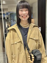 ラミエバイメルト 下北沢(lamie by melt)&nbsp;ミディアムストレート顔周りカット姫カットダークブラウン前髪