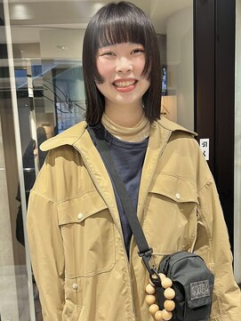 ラミエバイメルト 下北沢(lamie by melt) ミディアムストレート顔周りカット姫カットダークブラウン前髪