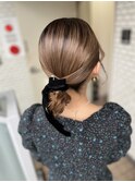 ベロアリボン タイトヘア タイトアレンジ タイトシニヨン