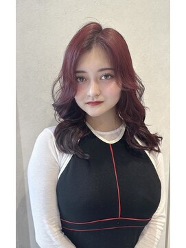 アース 今池店(HAIR&MAKE EARTH) ブリーチ無しボルドーカラー×髪質改善 (巻きver)