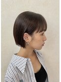 切りっぱなしボブ ブラウンカラー ミニボブ ショートボブ