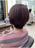 大人丸みショート/ピンクブラウン