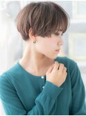 ★グレーベージュくせ毛風刈り上げマッシュショート20代30代★10