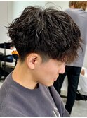 波巻きパーマメンズパーマメンズヘアツーブロックツイストパーマ