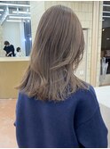 ブリーチなし切りっぱなしボブミディアムレイヤーボブ夏カラー