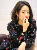 ■ふわっと毛先パーマ重めの黒髪セミディM.SLASH自由が丘19-5