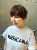 ナチュラルショートレイヤーボブミルクブラウンダークパープル