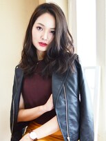 ヘアー カフェ コトノハ(hair cafe kotonoha)&nbsp;【コトノハ】ブランジュ　かきあげ前髪　リラックスウェーブ小顔