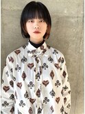 インナーカラー ボブ 黒髪 オレンジ モード