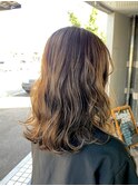細めハイライト×アプリコットベージュ