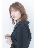 モーヴベージュシースルーバングフェイスレイヤーボブレイヤー