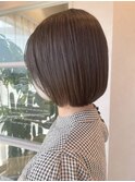 ボブ ミルクティーベージュ 艶髪 髪質改善カラー ショート