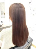 ミディアムヘア斜めバンググレージュカラーシルキーベージュ