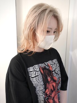 レコ 渋谷(LECO) ケアブリーチハイトーンオレンジベージュウルフヘア