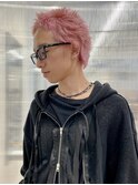 メンズヘア　スパイキーショート　ホワイトピンク