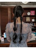 大人女子の三つ編みアレンジ