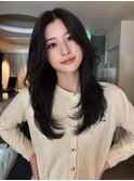 艶黒髪×小顔見せセンターパートロング☆