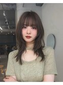 レイヤーカット/ハッシュカット/オリーブグレージュ