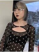 セクションカラー／ホワイトブロンド/ボブ