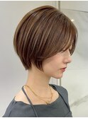 横浜西口コンパクトショートブラウンショートカット丸みショート