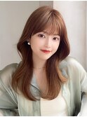 30代小顔に見えるくびれヘアレイヤー × オリーブグレージュ
