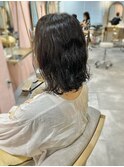 くせ毛活かし結べるボブ/白髪ぼかしカラー