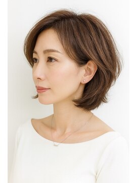 大人上品ロングレイヤー×透け感シースルーバング